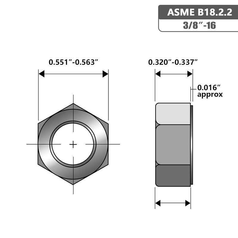 Instockbolts صواميل سداسية، 3/8"-16 من الفولاذ المقاوم للصدأ 304 (18-8) صمولة سداسية، 25 قطعة - Image 2